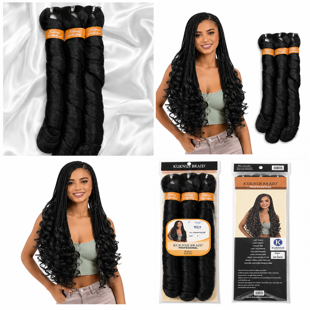 Kuknus Style 3x French Curl Bulk Synthetic Hair