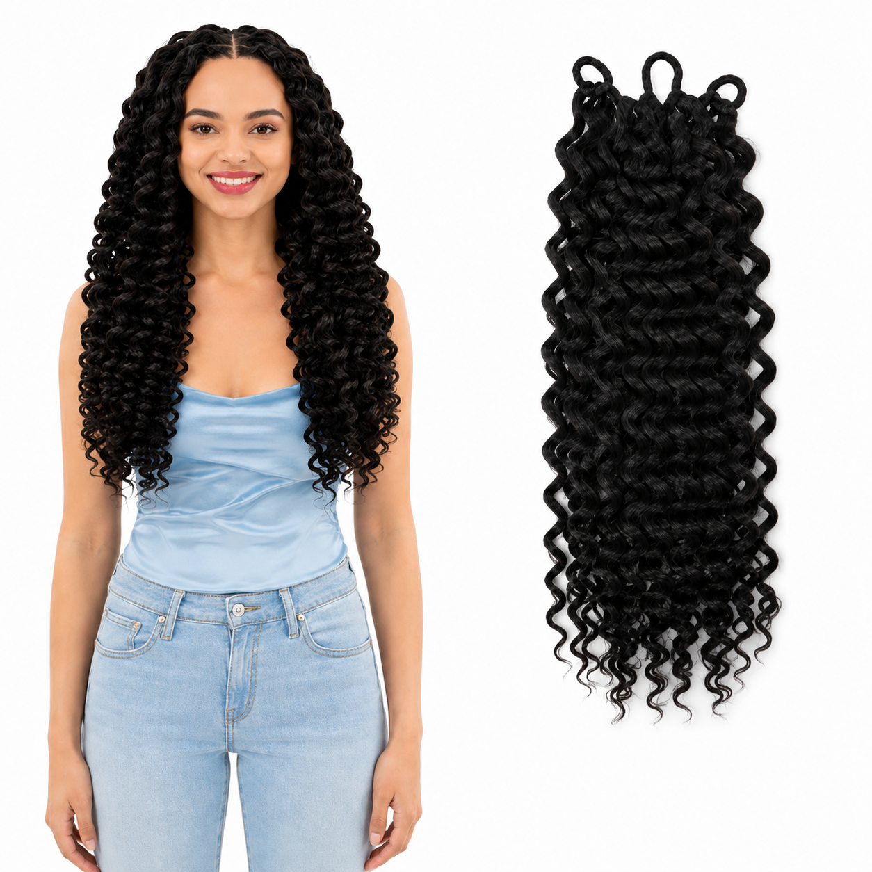 Kuknus Beach Curl Bulk Synthetic Braiding Hair, 20"
