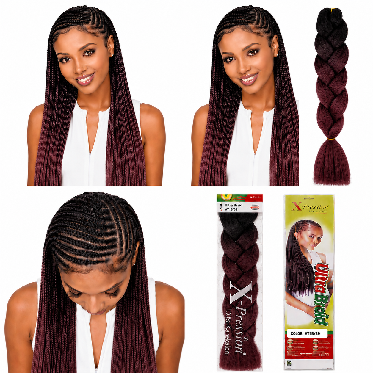 X-Pression Ultra Braids Non-Stretched Kanekalon Braiding Hair 82"