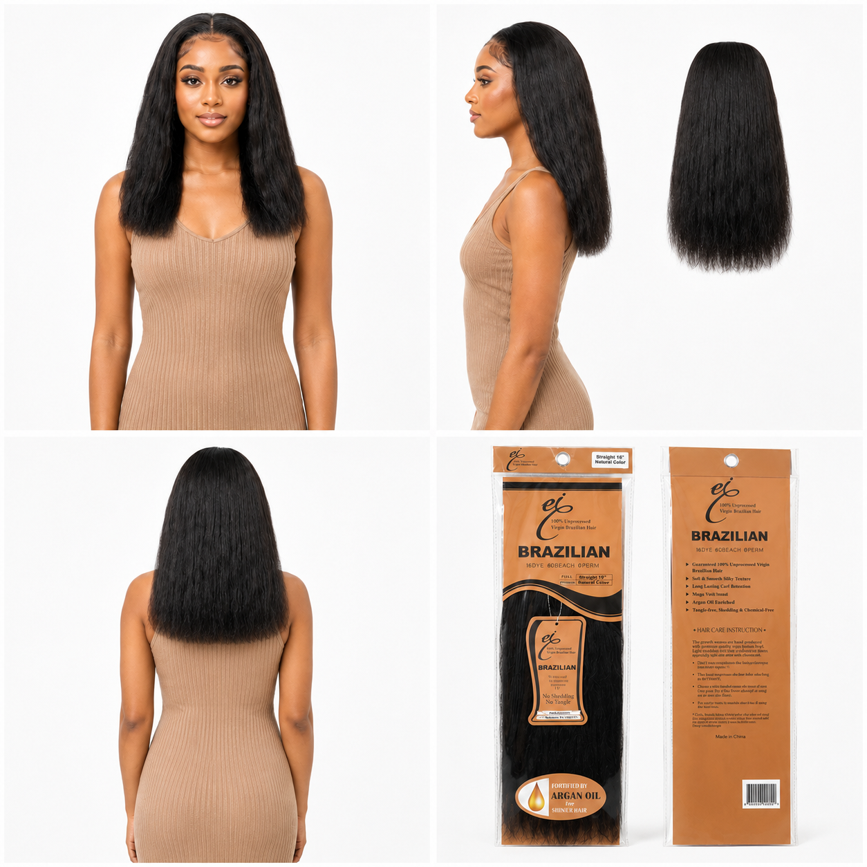 Ei 100% Unprocessed Virgin Brazilian Human Hair Extension Body Wave Natural