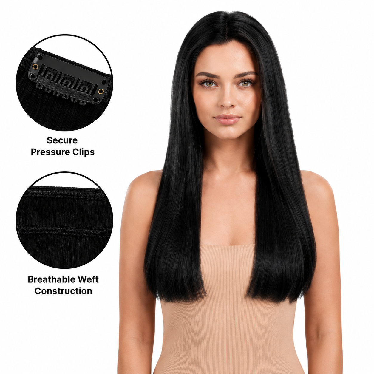 Darbro Doja Synthetic Silk Press Straight Clip-In Hair Extensions 22"
