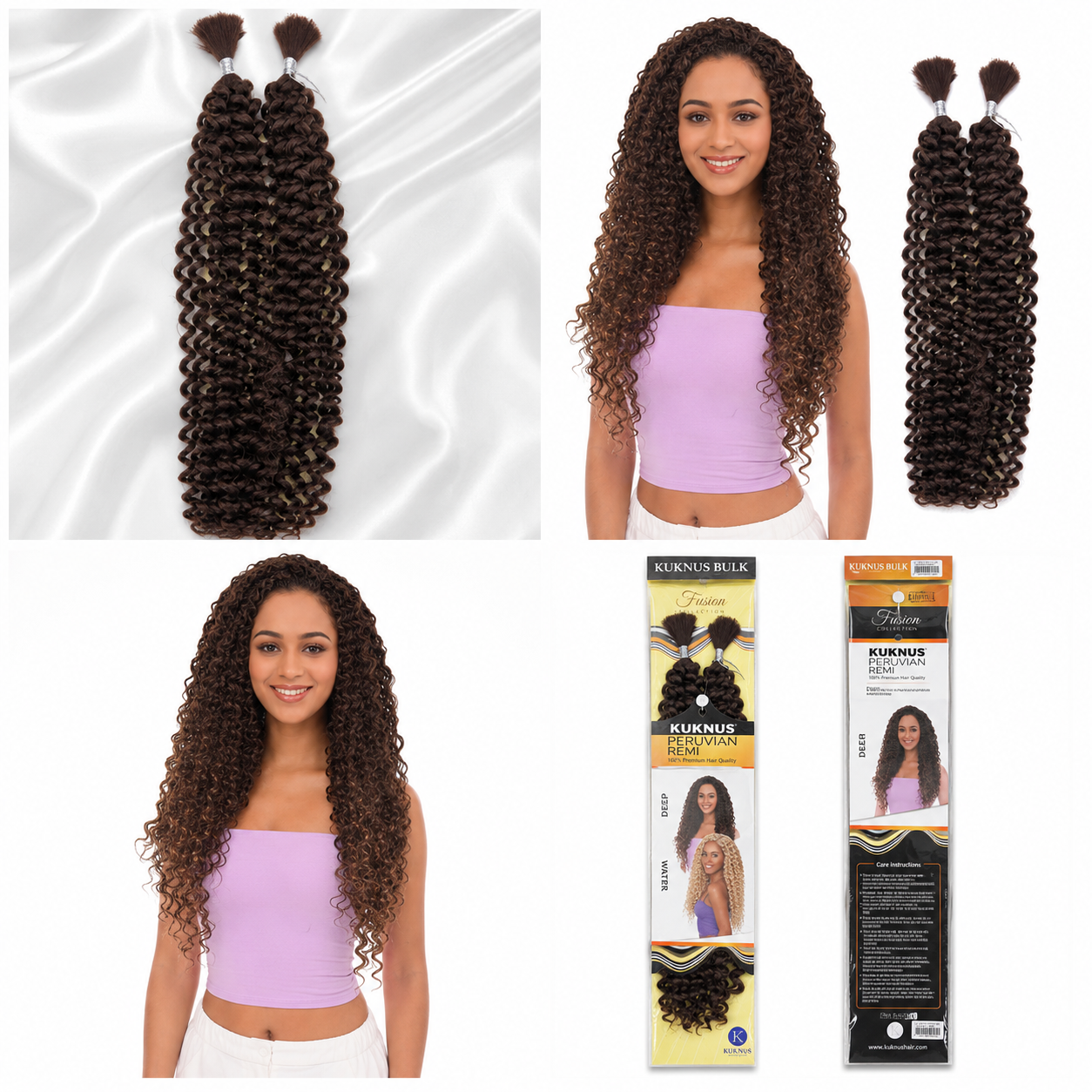 Kuknus Peruvian Remi Style Boho Water Bulk Synthetic Hair