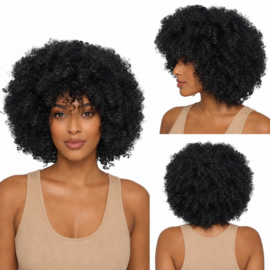Black Angle Dita - Synthetic Short Spiral Curly Hair Wig