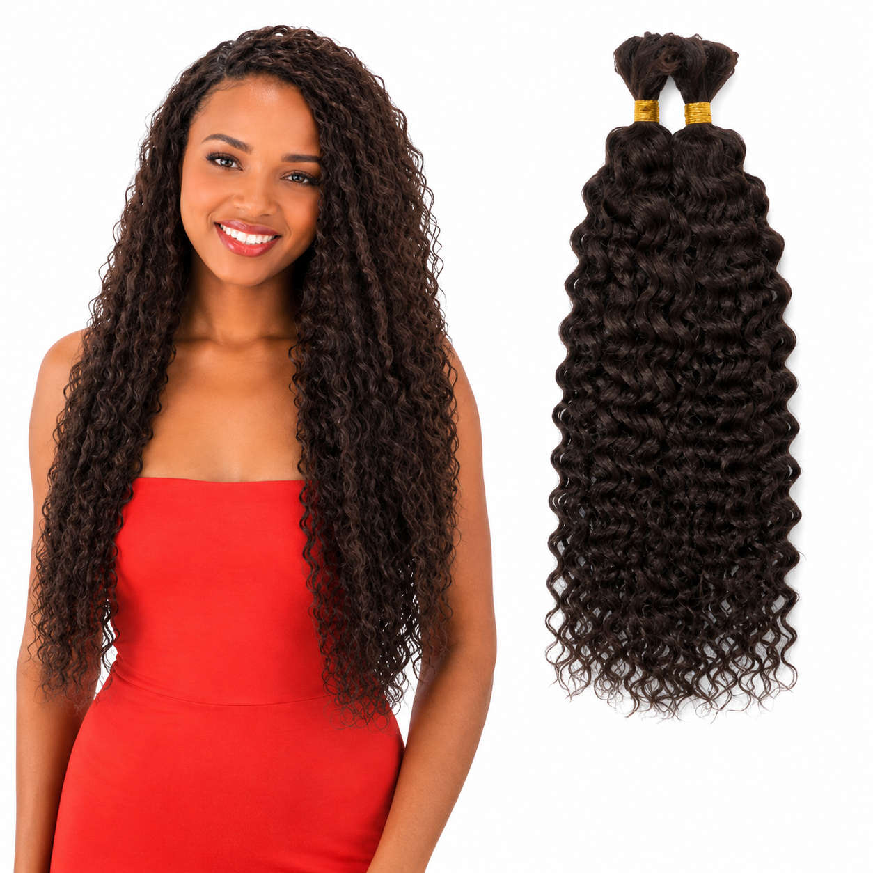 Kuknus Human Hair Blend Boho Water Wave Bulk 22"