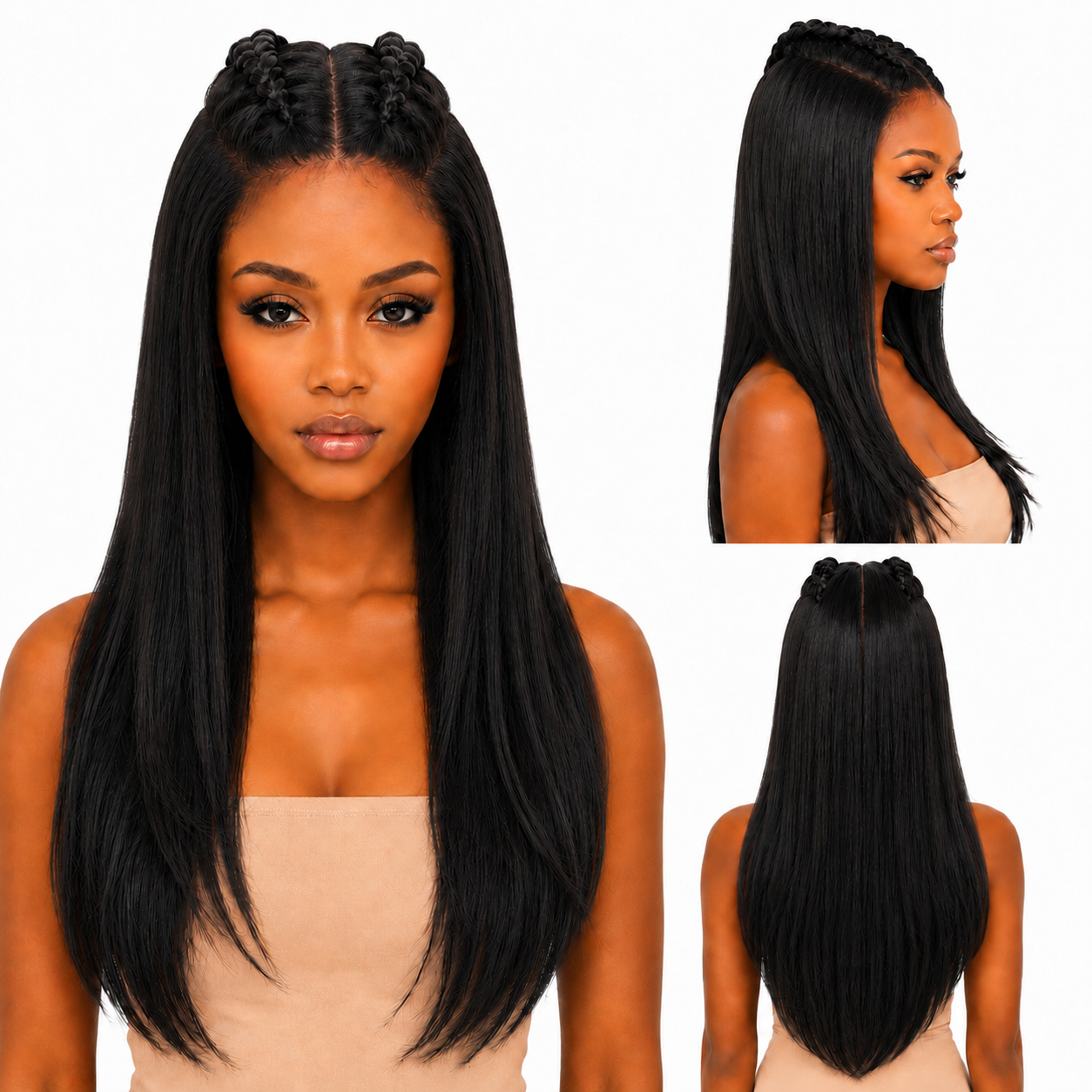 Sleek Scarlett Braided Straight Synthetic Lace Front Wig