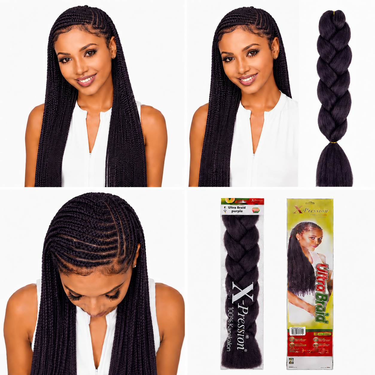 X-Pression Ultra Braids Non-Stretched Kanekalon Braiding Hair 82"