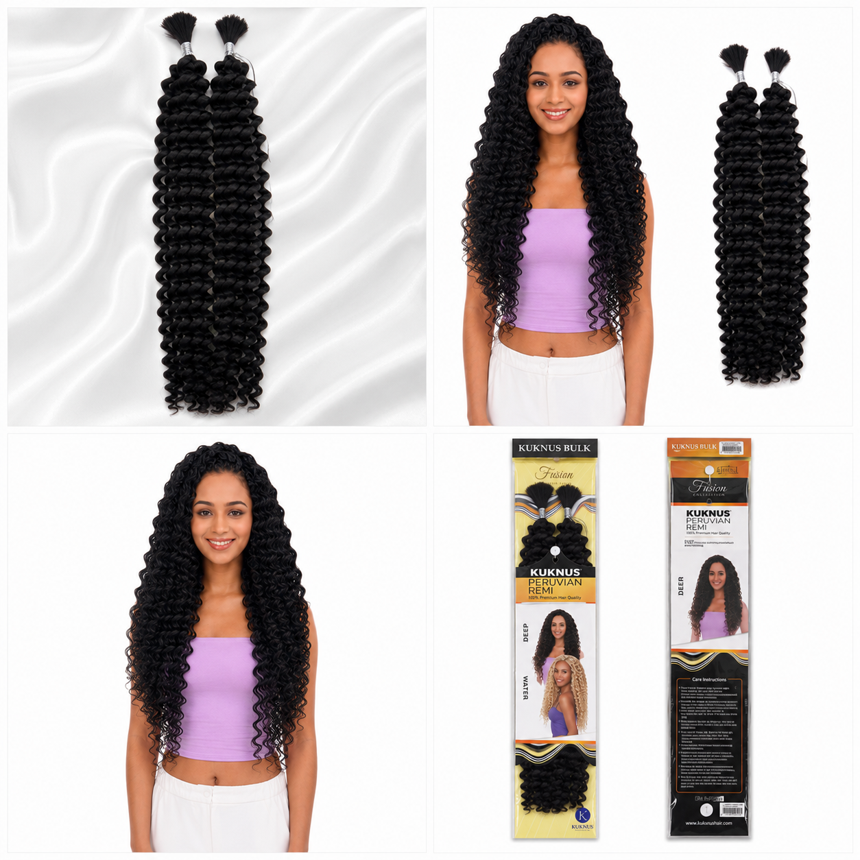 Kuknus Peruvian Remi Style Boho Water Bulk Synthetic Hair
