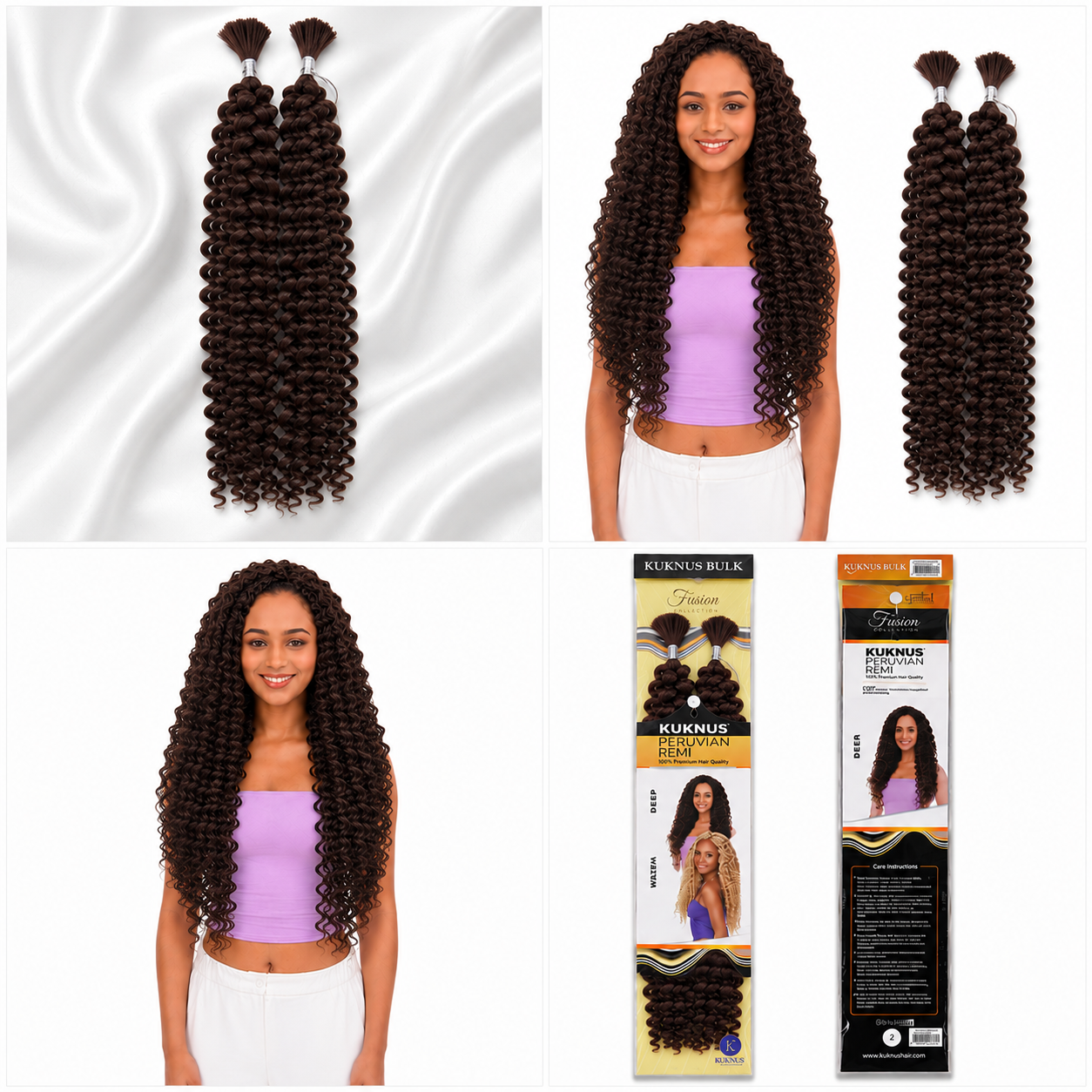 Kuknus Peruvian Remi Style Boho Water Bulk Synthetic Hair