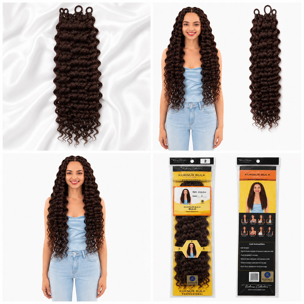 Kuknus Beach Curl Bulk Synthetic Braiding Hair, 20"