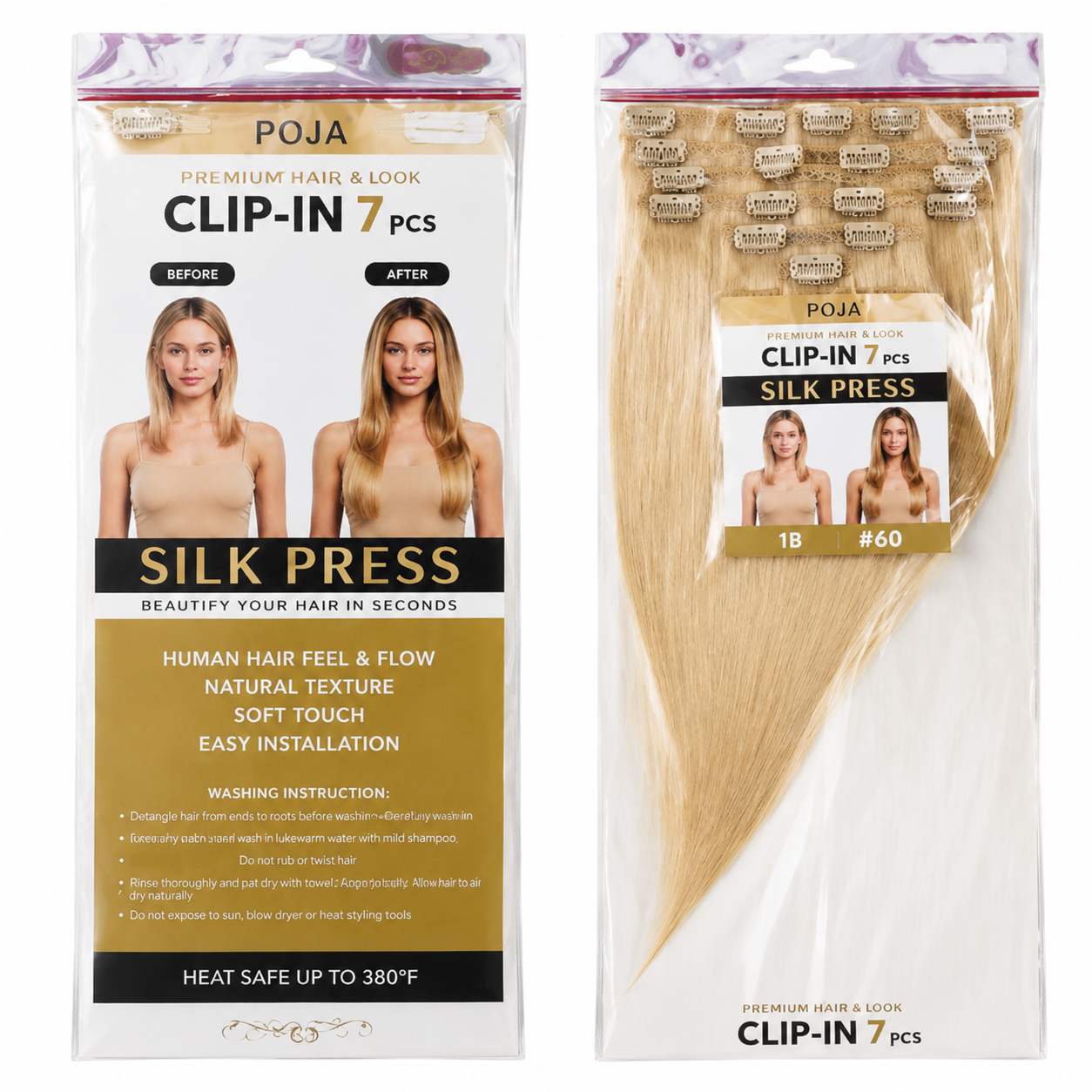 Darbro Doja Silk Press Straight Clip-In Synthetic Hair Extensions 18"