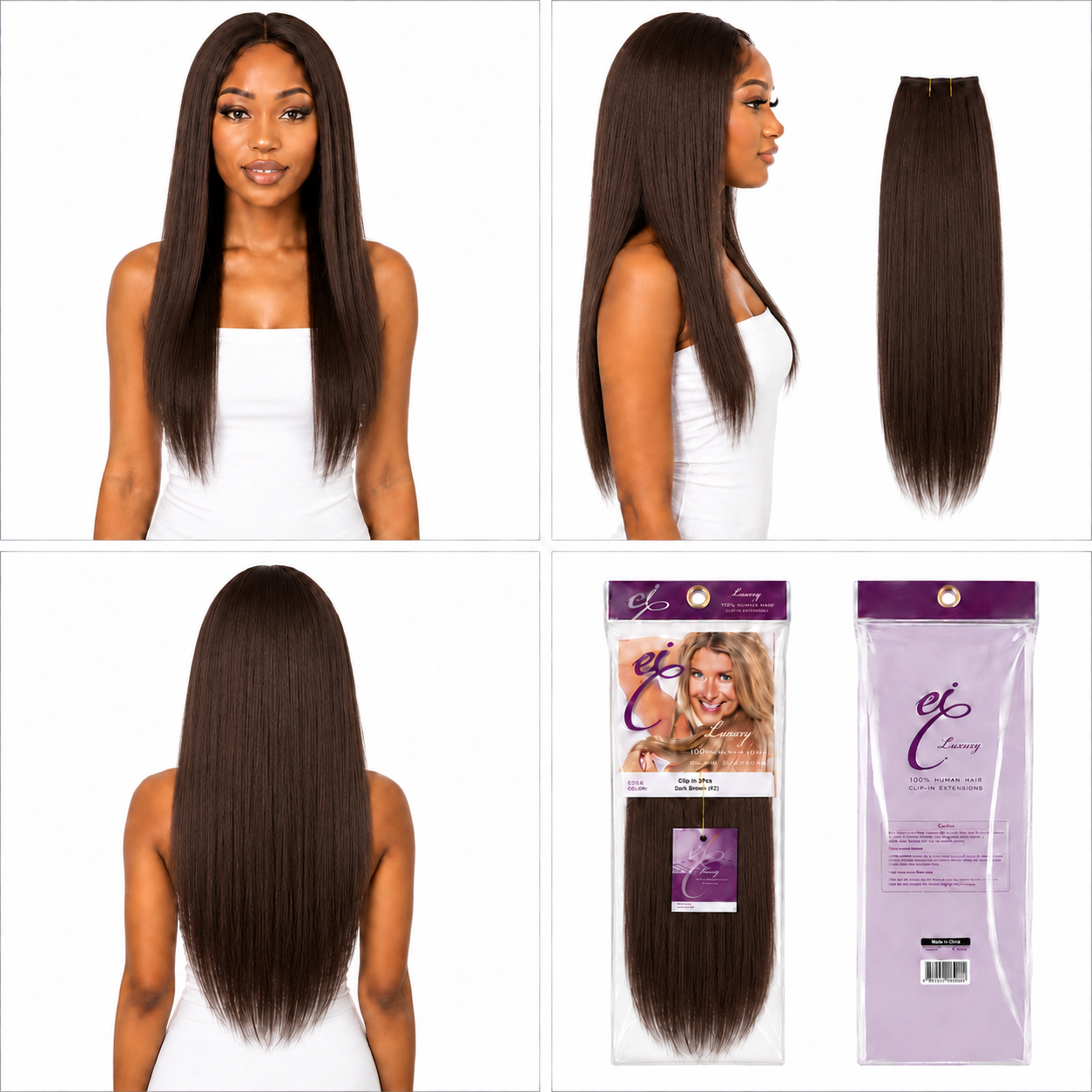 Ei Luxury 100% Unprocessed Virgin human hair Clip-in