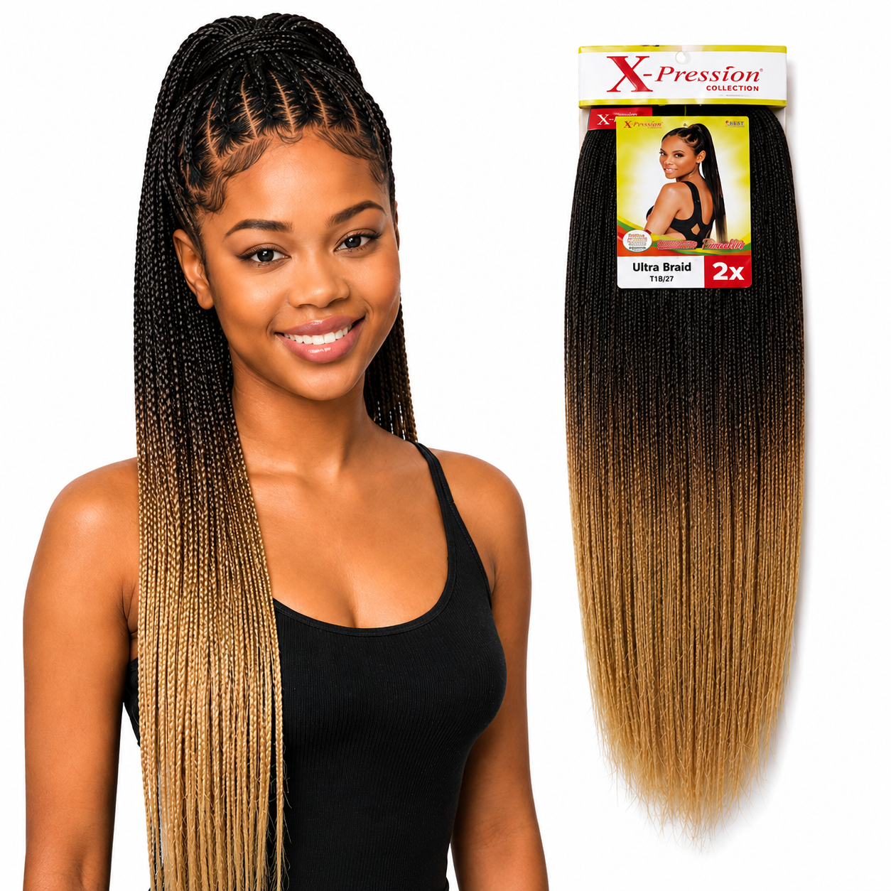 X-Pression Pre-Stretched Braiding Hair 2X Pack, 24"