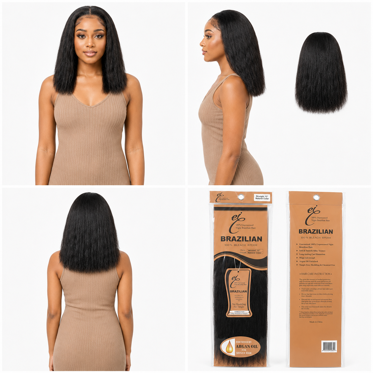 Ei 100% Unprocessed Virgin Brazilian Human Hair Extension Body Wave Natural
