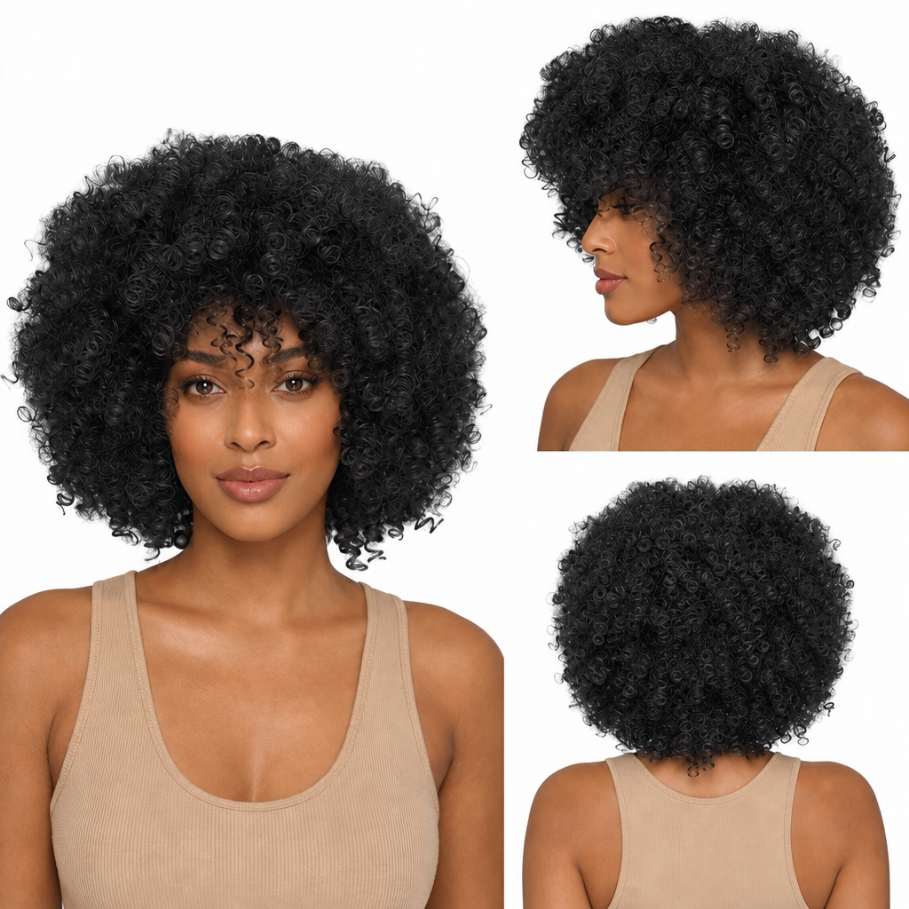 Black Angle Dita - Synthetic Short Spiral Curly Hair Wig