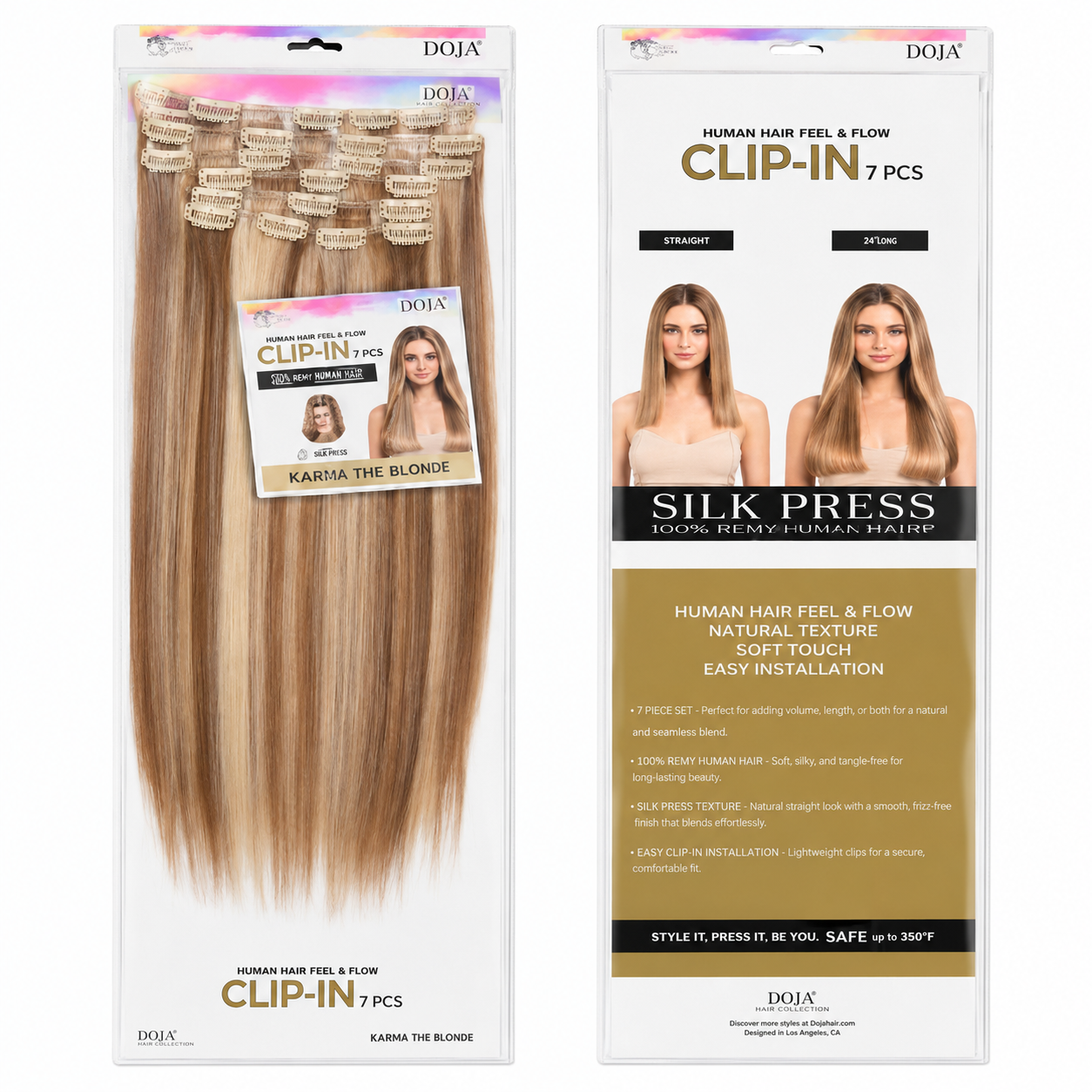 Darbro Doja Silk Press Straight Clip-In Synthetic Hair Extensions 22"