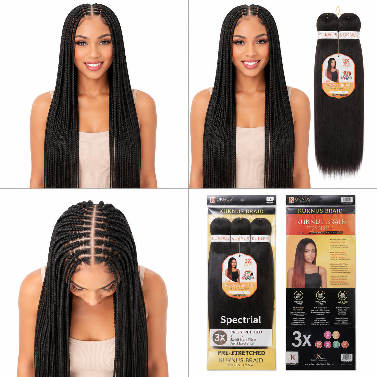 Kuknus Braids 3X Value Pack Pre-Stretched 16"