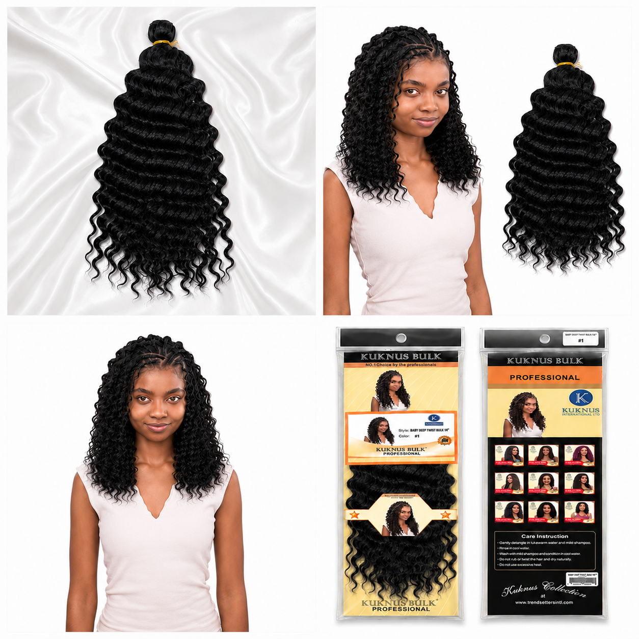 Kuknus Baby Deep Twist Bulk Synthetic Braids Hair 14"