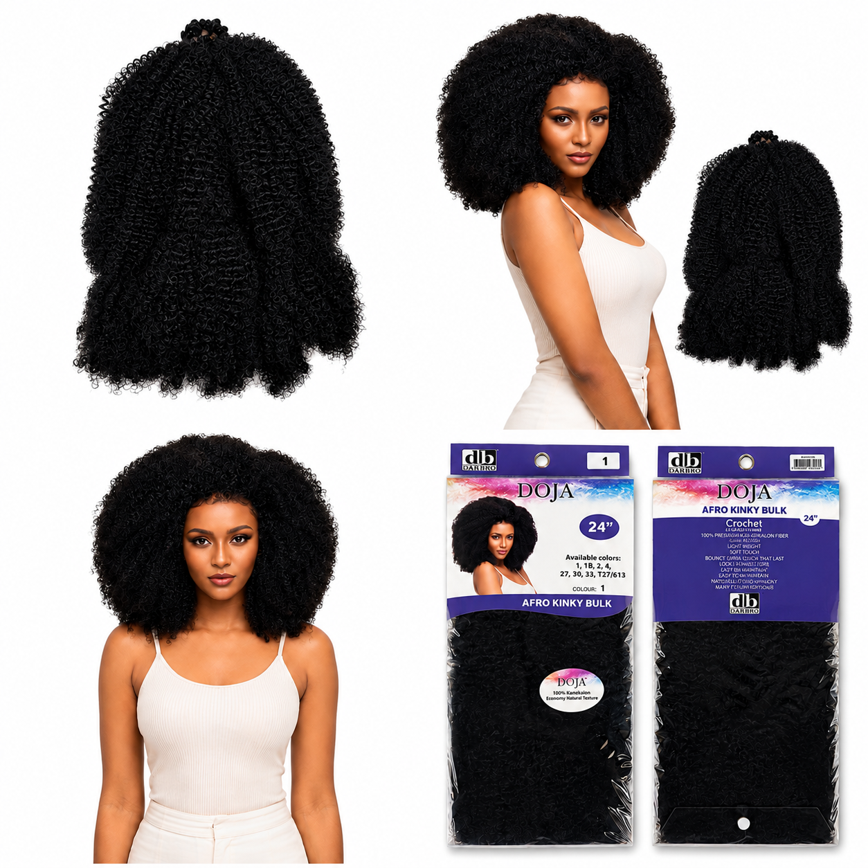 Darbro Doja Style Afro kinky bulk Synthetic Hair 24