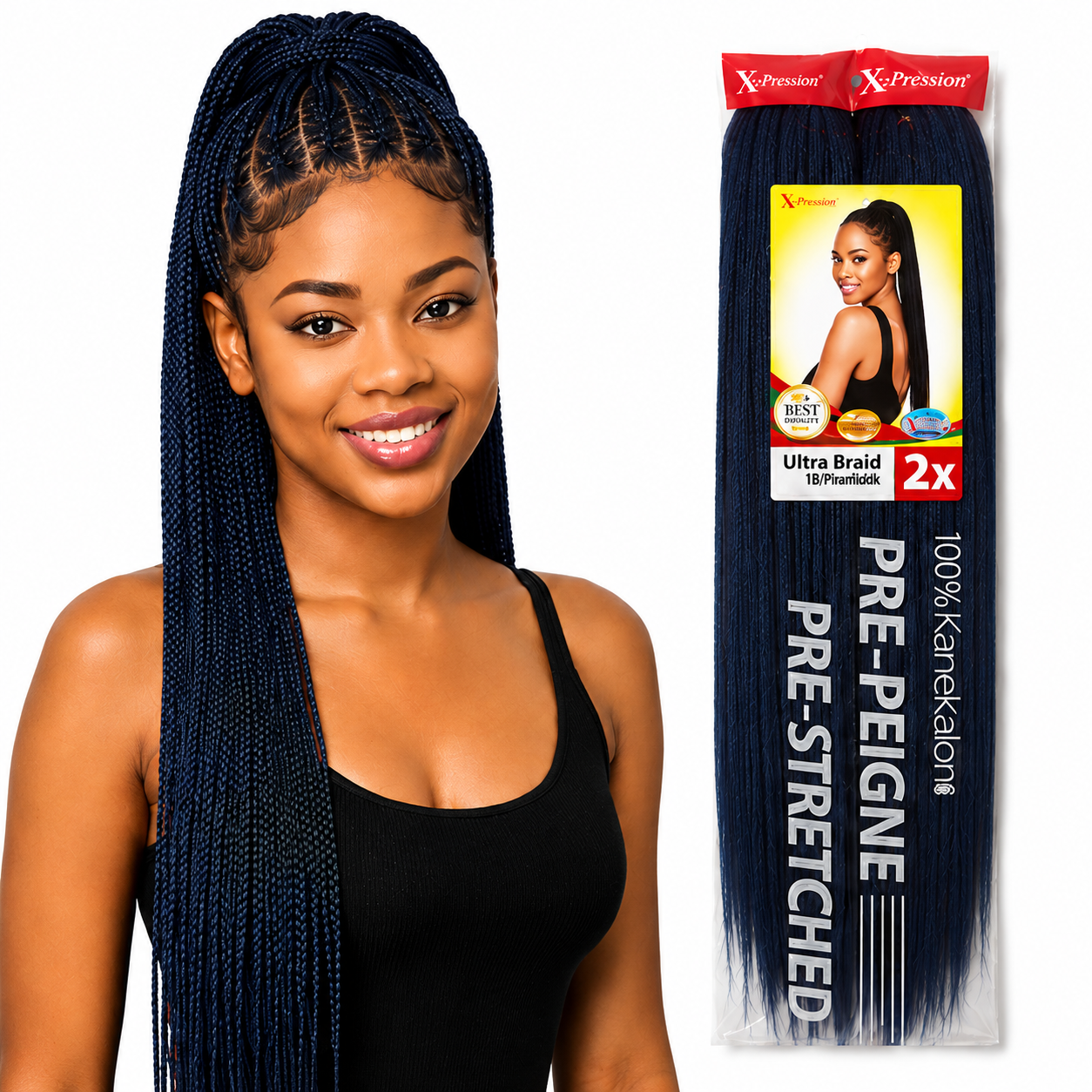 X-Pression Pre-Stretched Braiding Hair 2X Pack, 24"