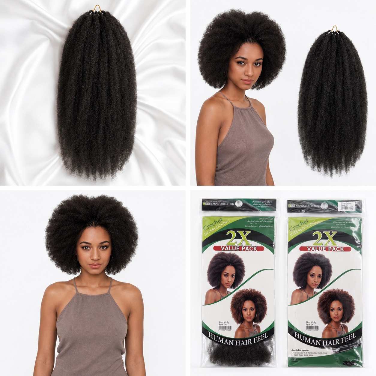Kuknus Afro Kinky Bulk Synthetic Braiding Hair, 24"