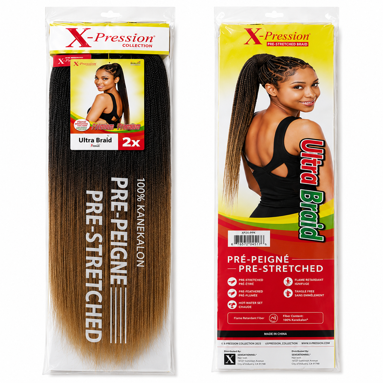 X-Pression Pre-Stretched Braiding Hair 2X Pack, 24"