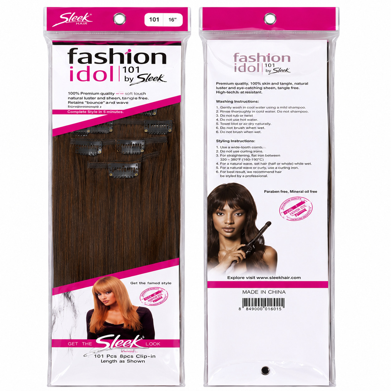 Sleek Fashion Idol 101 Synthetic Clip-In Hair Extensions 18"