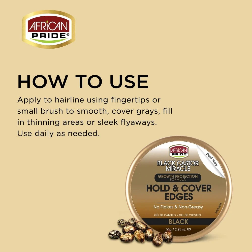 African Pride Black Castor Edge Gel 64g-Gel-Beauty and hair supply