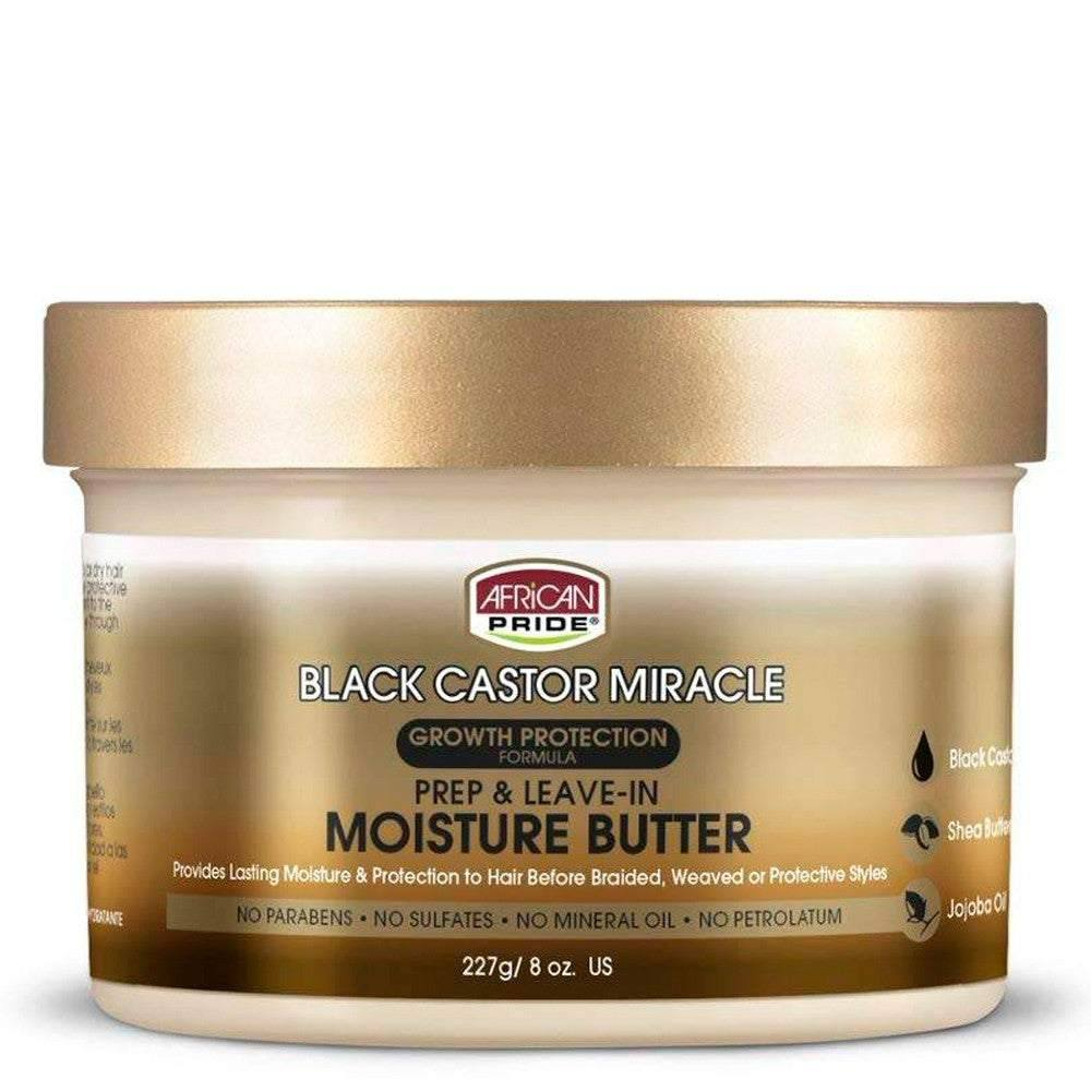 African Pride Black Castor Prep & Leave-In Moisture Butter 227g-Leave-in-Beauty and hair supply