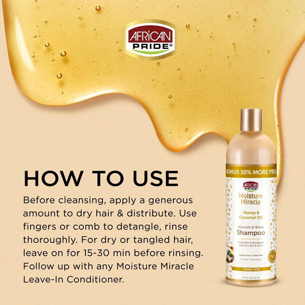 African Pride Moisture Miracle Shampoo 473ml-Moisturizing Shampoo-Beauty and hair supply