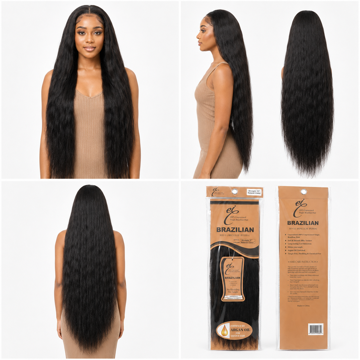 Ei 100% Unprocessed Virgin Brazilian Human Hair Extension Body Wave Natural