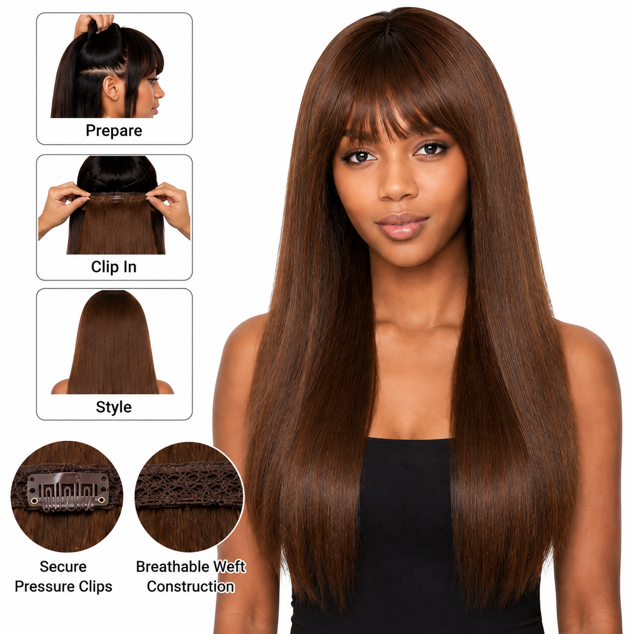 Sleek Fashion Idol 101 Synthetic Clip-In Hair Extensions 18"