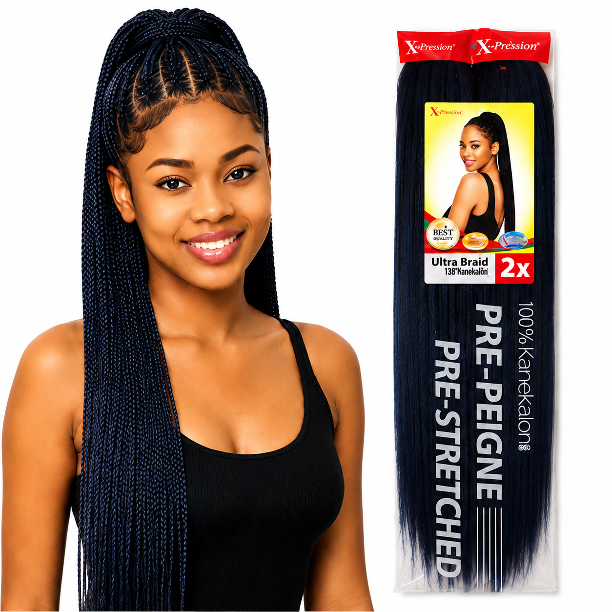 X-Pression Pre-Stretched Braiding Hair 2X Pack, 24"
