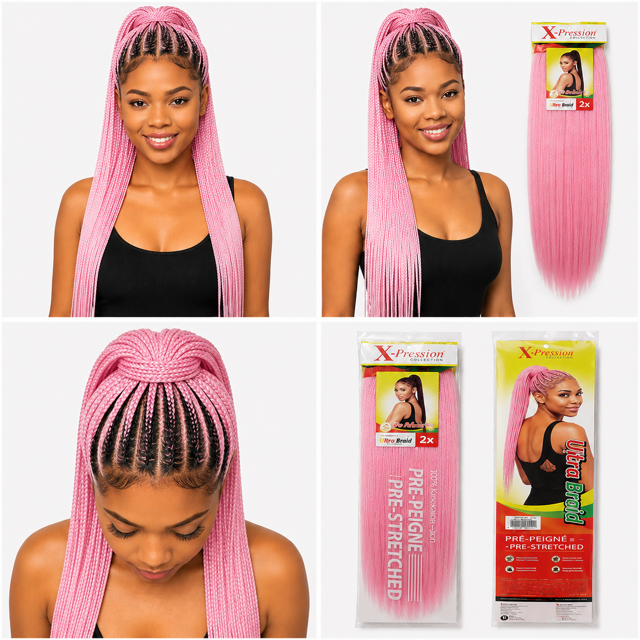 X-Pression Pre-Stretched Braiding Hair 2X Pack, 24"