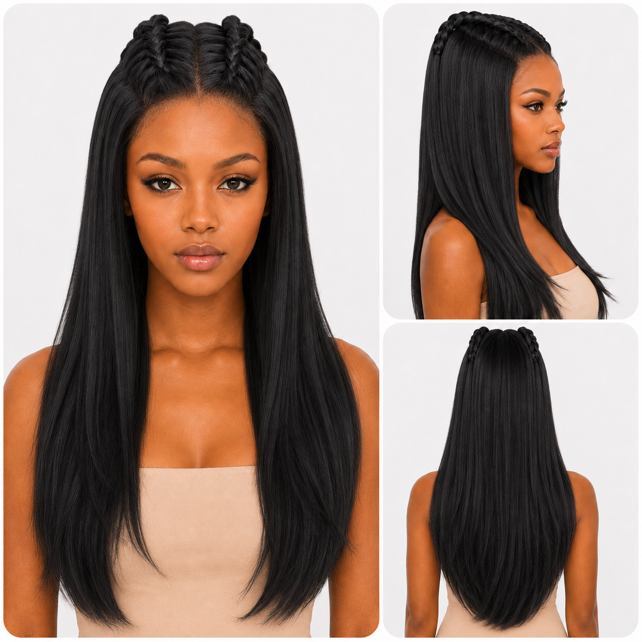 Sleek Scarlett Braided Straight Synthetic Lace Front Wig