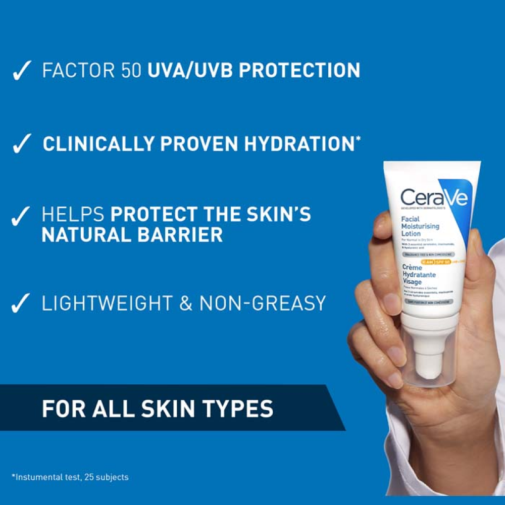 Cerave Facial Moisturizer with SPF 50 for Dry Skin 52ml-Sunscreen-Beauty and hair supply