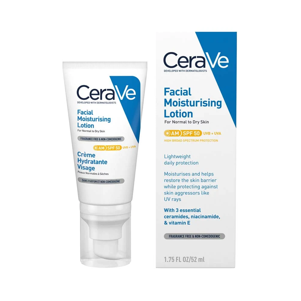 Cerave Facial Moisturizer with SPF 50 for Dry Skin 52ml-Sunscreen-Beauty and hair supply