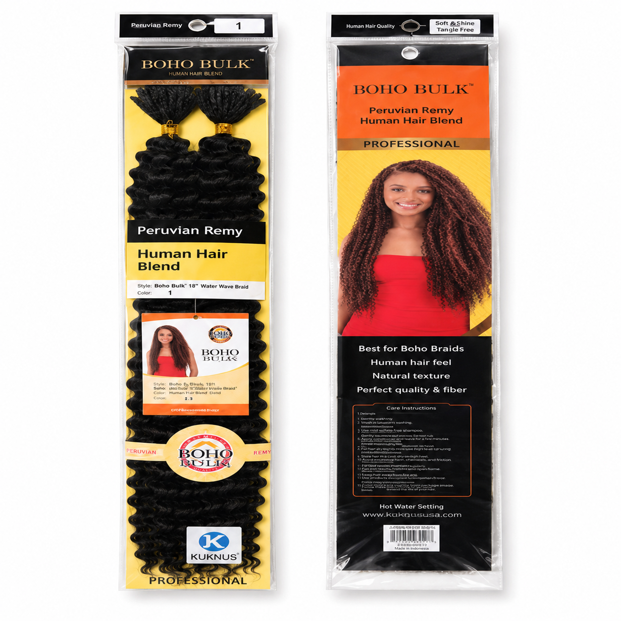 Kuknus Human Hair Blend style Boho Water Wave Bulk 22