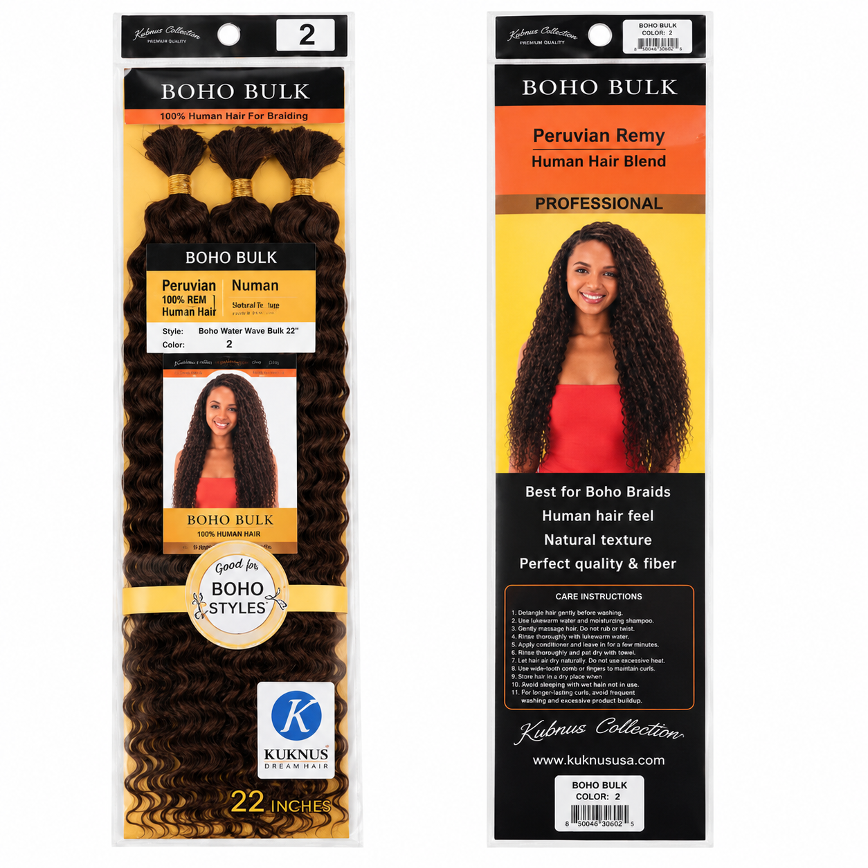 Kuknus Human Hair Blend style Boho Water Wave Bulk 22