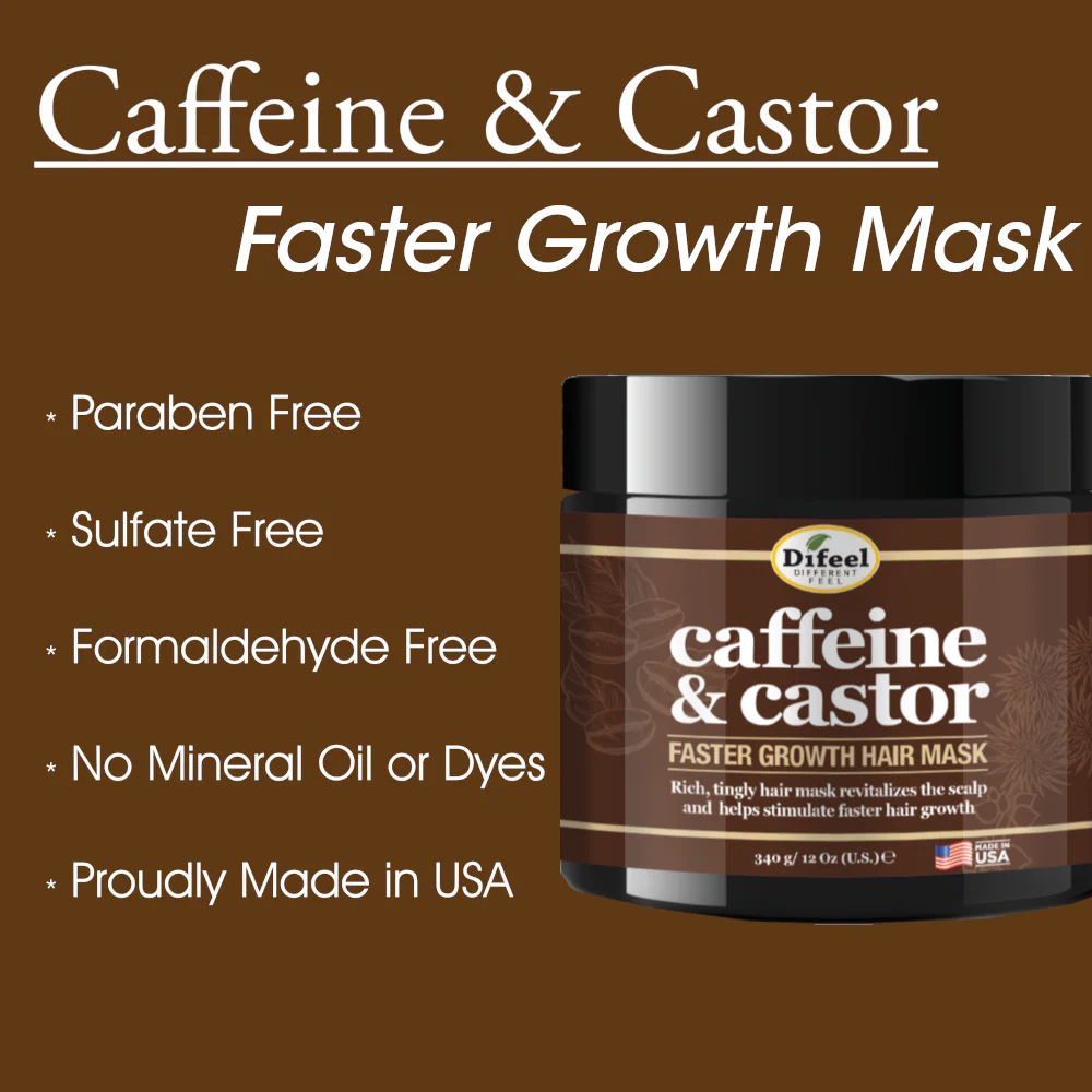 Difeel Caffeine and Castor Faster Growth Hair Mask 12oz-All-Beauty and hair supply