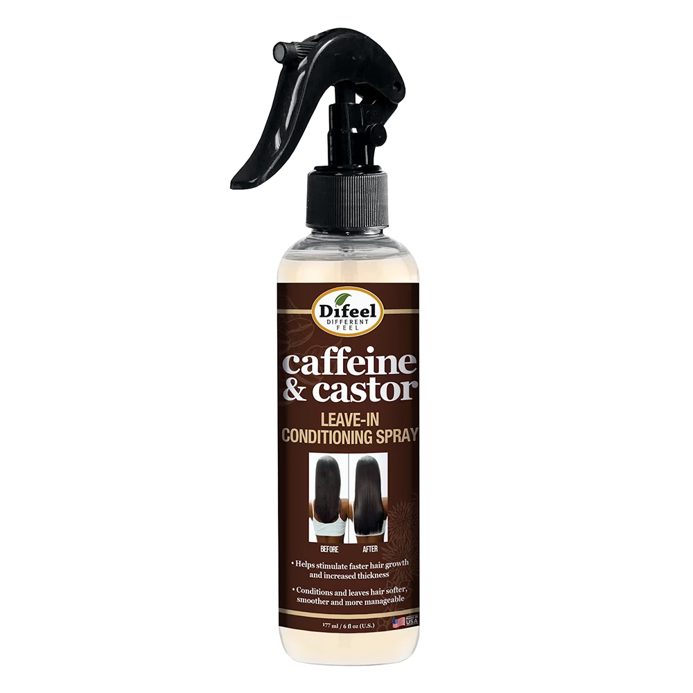 Difeel Caffeine and Castor Faster Hair Growth Leave-In Spray 6oz-All-Beauty and hair supply