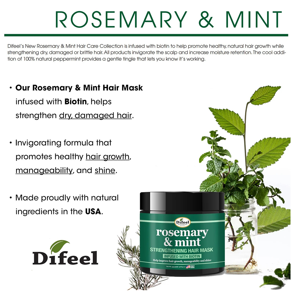 Difeel Rosemary & Mint Hair Mask 12oz-All-Beauty and hair supply