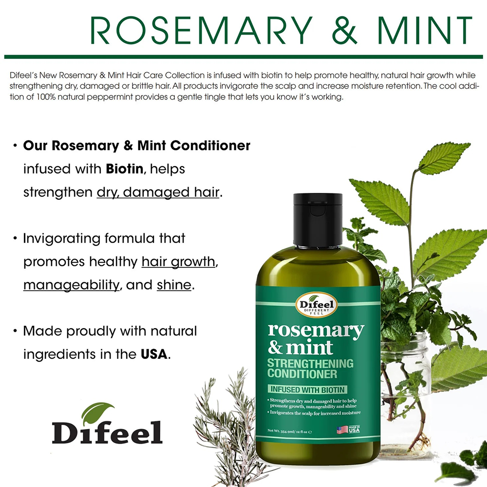 Difeel Rosemary & Mint Strengthening Conditioner 12oz-All-Beauty and hair supply