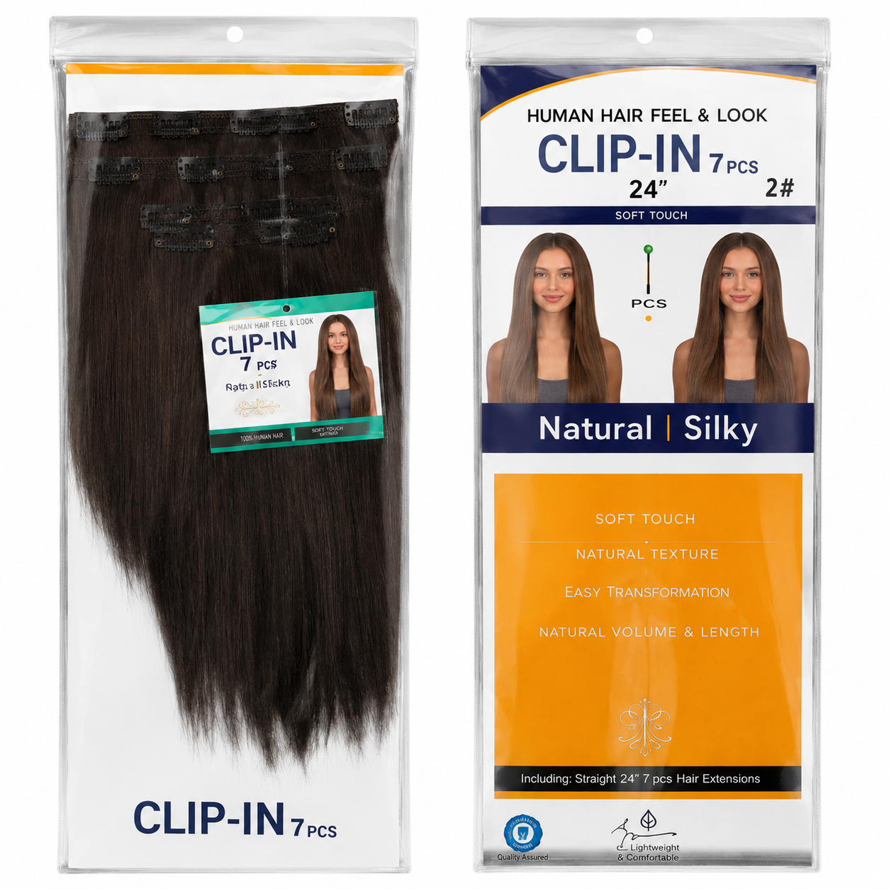 Kuknus Silk Press Straight Clip-In Synthetic Hair Extensions 24"