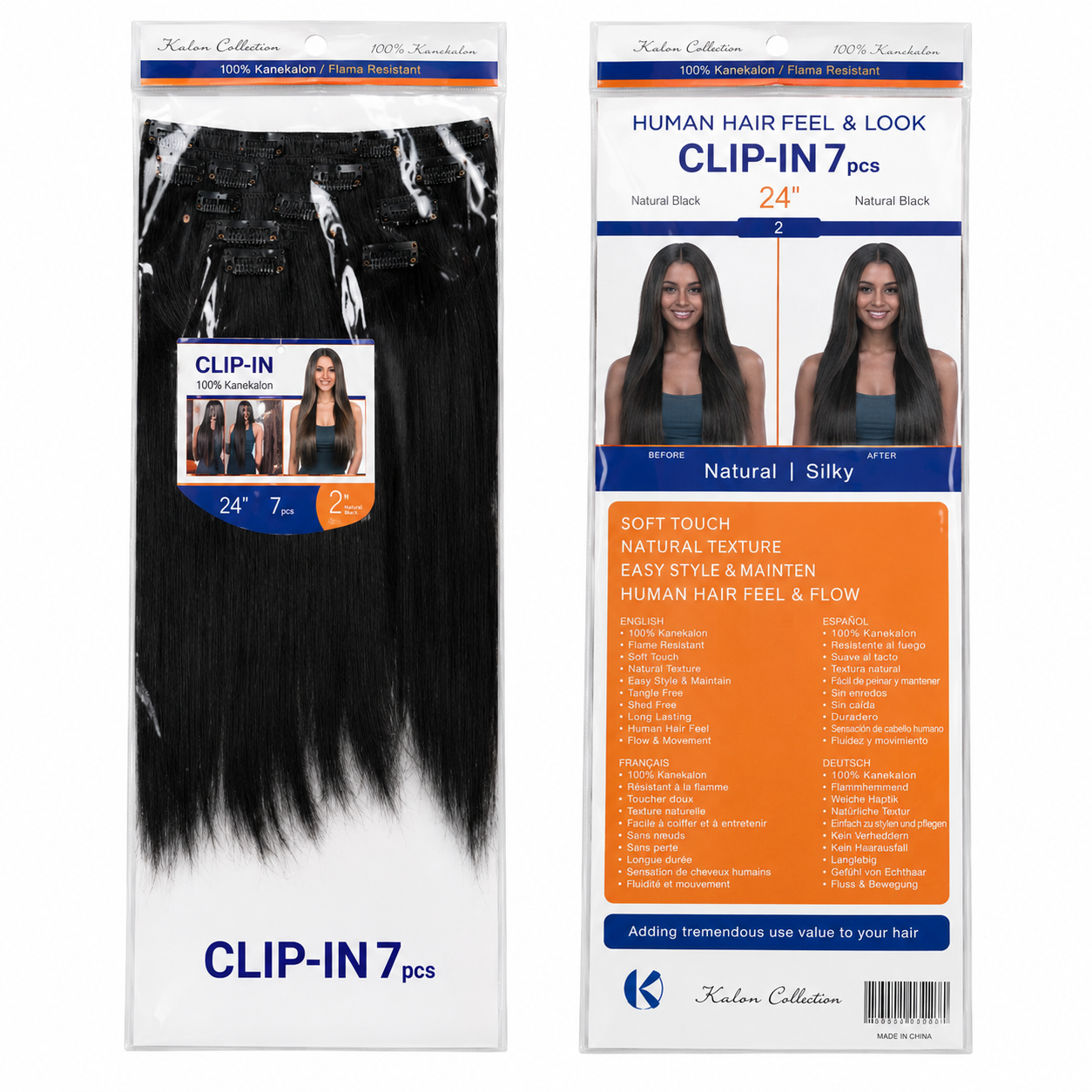 Kuknus Silk Press Straight Clip-In Synthetic Hair Extensions 24"