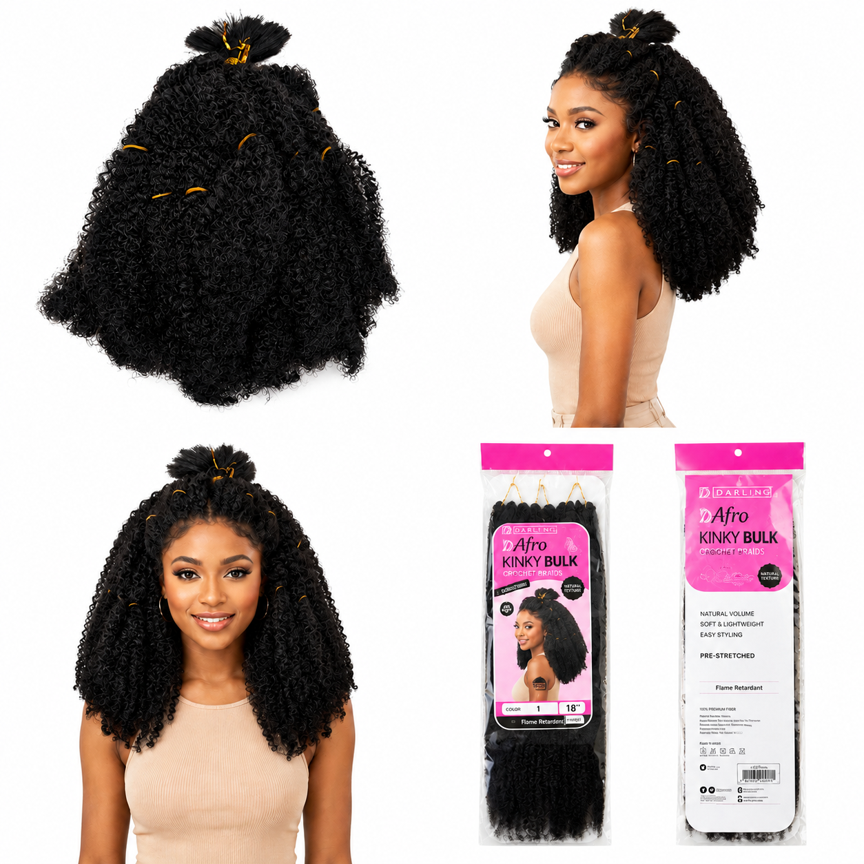 K&C Hair World Afro Kinky Bulk Synthetic Hair