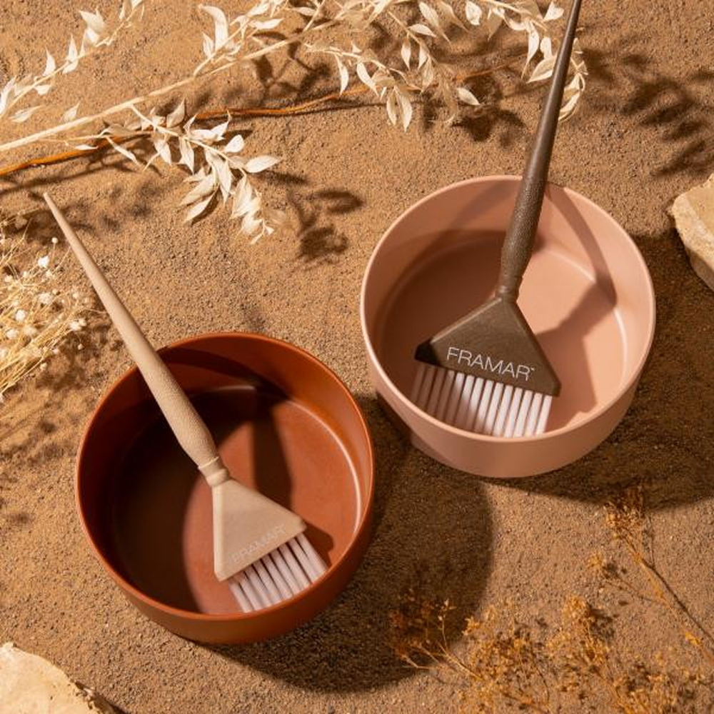 Framar Bamboo Bowls Neutrals Terra 2 Pack-Coloring Bowls-Beauty and hair supply