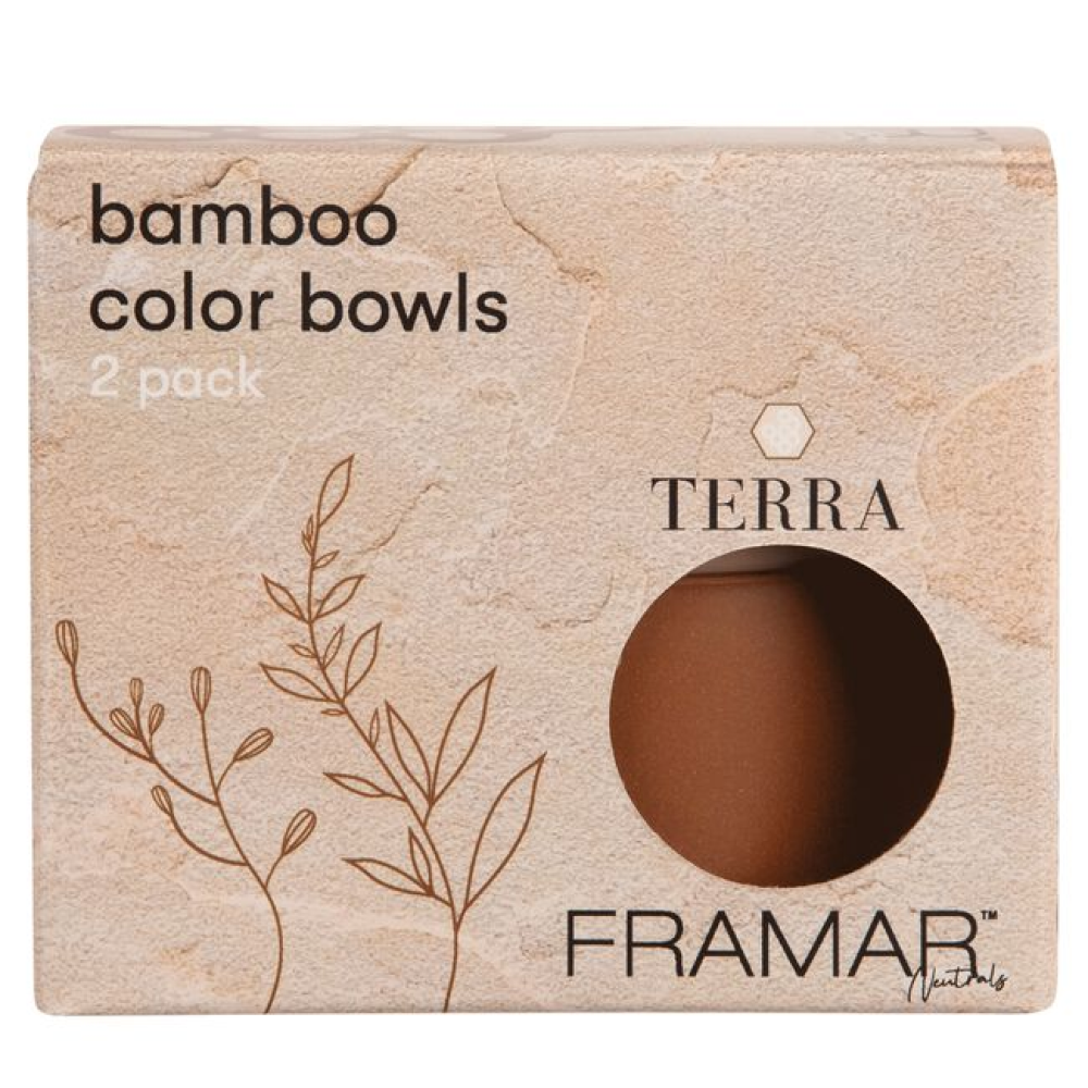 Framar Bamboo Bowls Neutrals Terra 2 Pack-Coloring Bowls-Beauty and hair supply