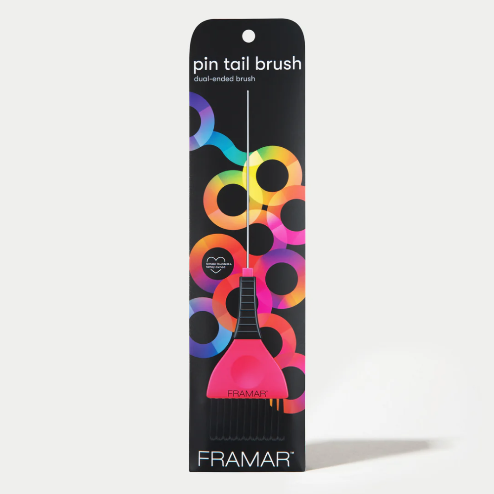 Framar Color Brush with Pin Tail Pink-Hair Color Brush-Beauty and hair supply