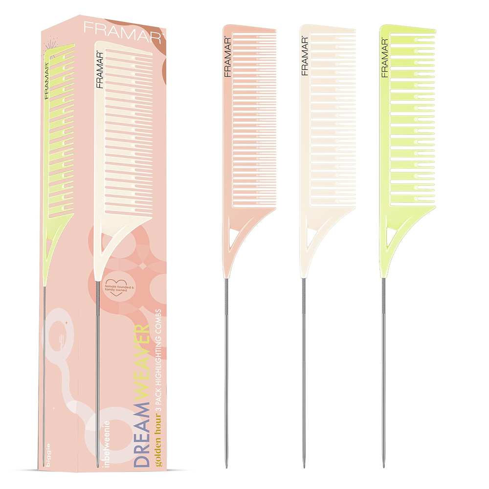 Framar Dreamweaver Golden Hour Highlighting Combs 3 Pack Limited Edition-Pintail Comb-Beauty and hair supply