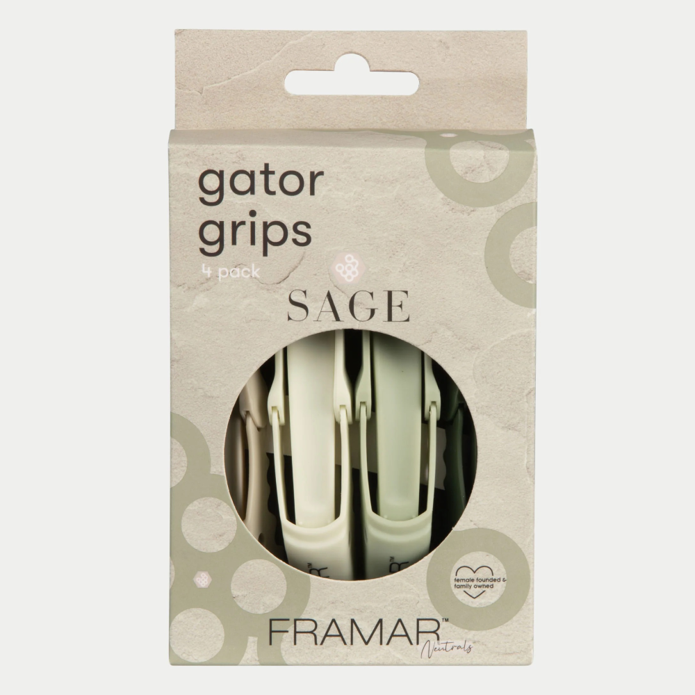 Framar Gator Grips Neutrals Sage 4 Pack-Hair Clips-Beauty and hair supply